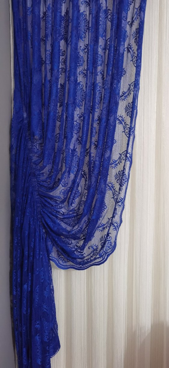 Sax   Mavi Bohem Bağlamalı Tül Fon Perde - Görsel 2