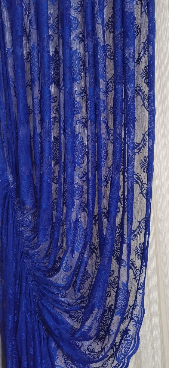 Sax   Mavi Bohem Bağlamalı Tül Fon Perde - Görsel 4