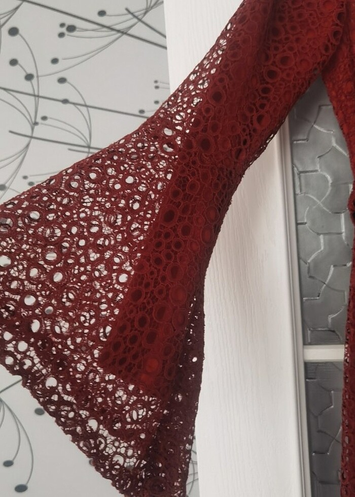 Dantelli komple astarli tesettur elbıse - Görsel 2