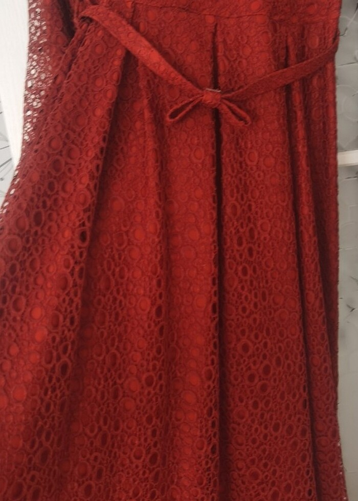 Dantelli komple astarli tesettur elbıse - Görsel 5