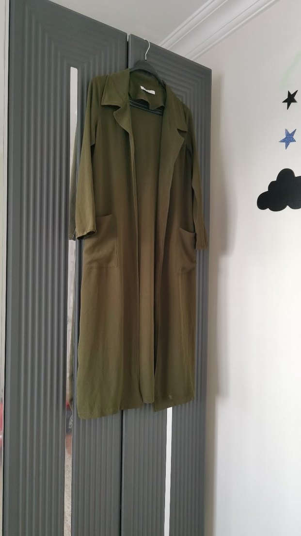Kadın Haki Uzun Kesim Salaş Trençkot - Görsel 2