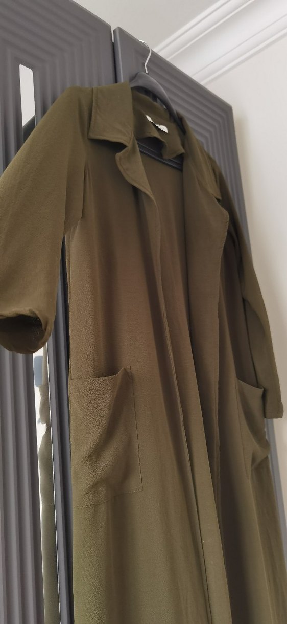 Kadın Haki Uzun Kesim Salaş Trençkot - Görsel 3