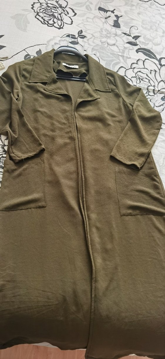 Kadın Haki Uzun Kesim Salaş Trençkot - Görsel 5