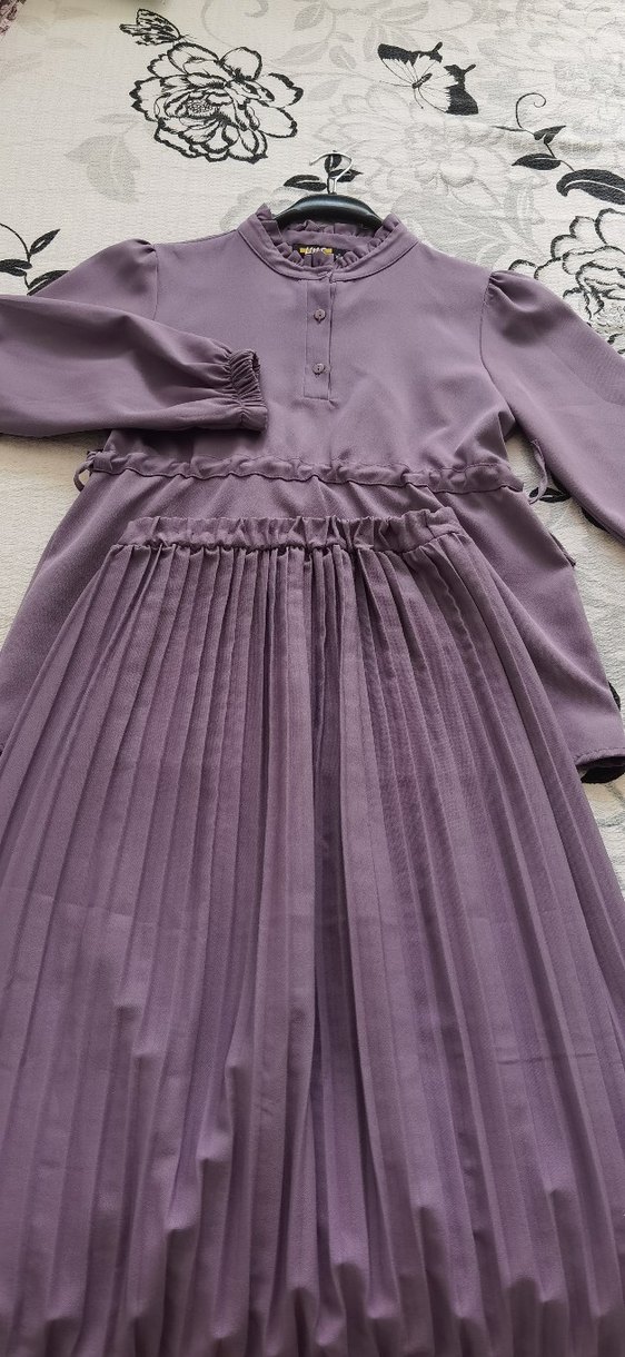 Düğmeli lila tesettur  ikili takim - Görsel 4