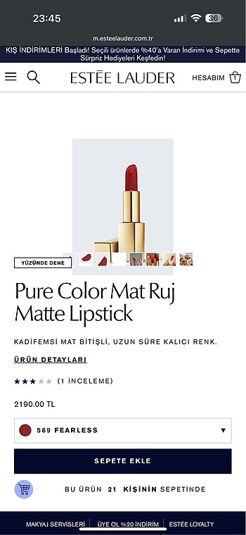 Beden Estee Lauder Limited Edition Ruj