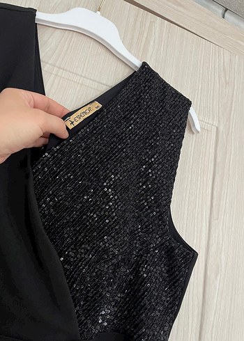 Siyah Drapeli V Yaka Uzun Abiye Elbise - Görsel 2