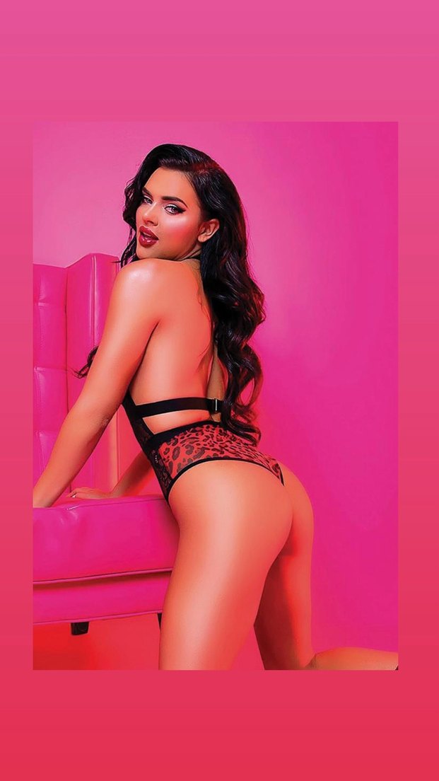 Leopar Desenli Siyah Dantelli babydoll fantazi gecelik - Görsel 2