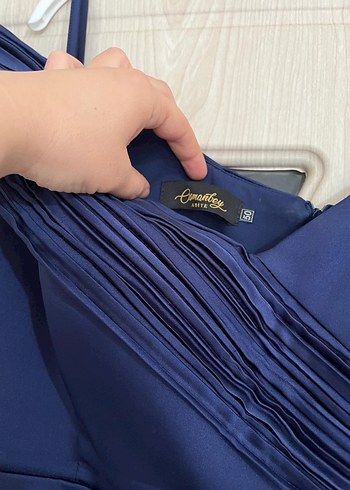 Drapeli Lacivert Abiye Elbise - Görsel 4