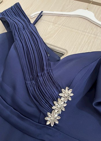 Drapeli Lacivert Abiye Elbise - Görsel 6