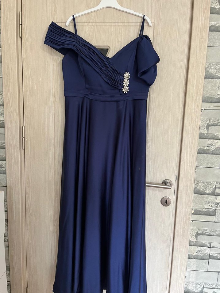 Drapeli Lacivert  Abiye Elbise - Görsel 5