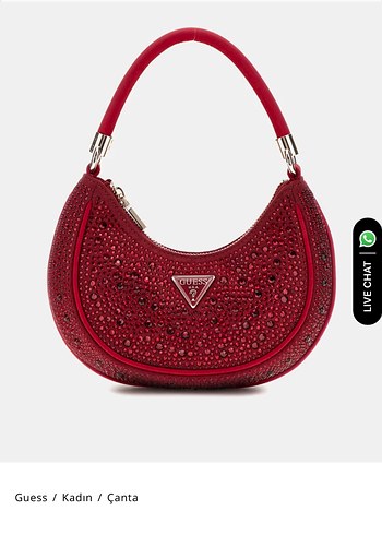 Guess Kırmızı Payetli Süet Kadın Çanta