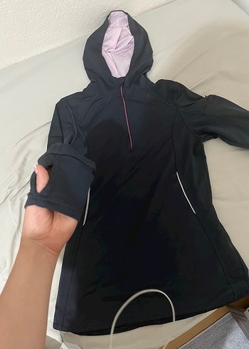 Kadın Siyah Kapüşonlu Spor Ceket