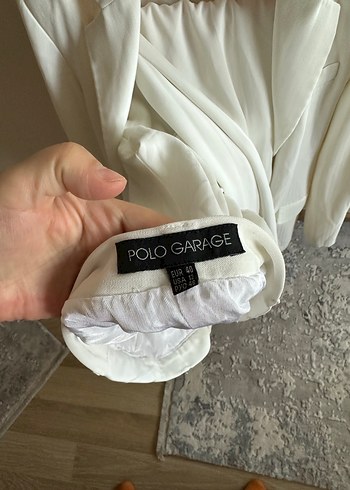 Beyaz Keten Kadın Blazer Ceket - Görsel 3