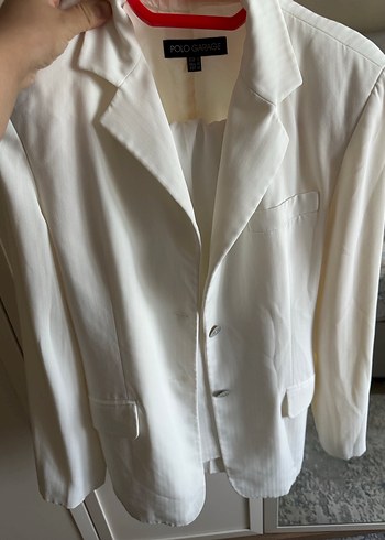 Beyaz Keten Kadın Blazer Ceket - Görsel 4