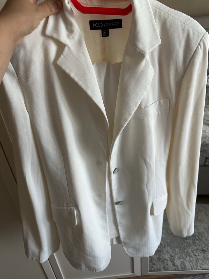 Beyaz Keten Kadın Blazer Ceket - Görsel 4