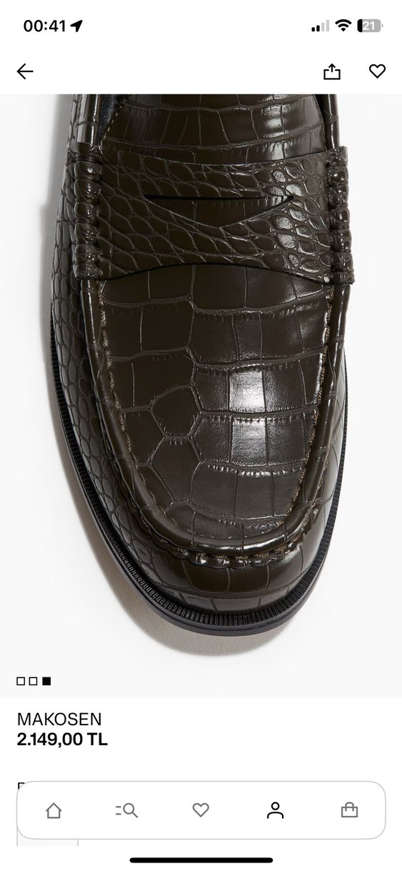 Koyu Haki Deri Erkek Makosen - Görsel 3