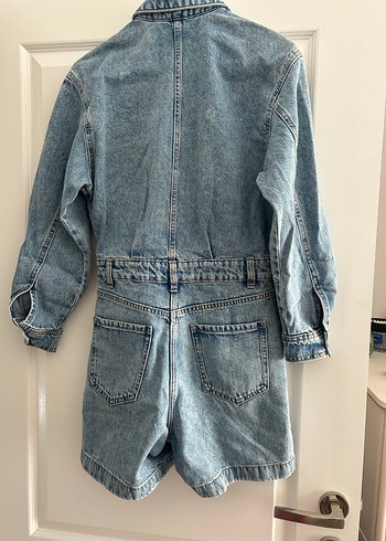 Kadın  Mango Mavi Denim Kısa Tulum - Görsel 4