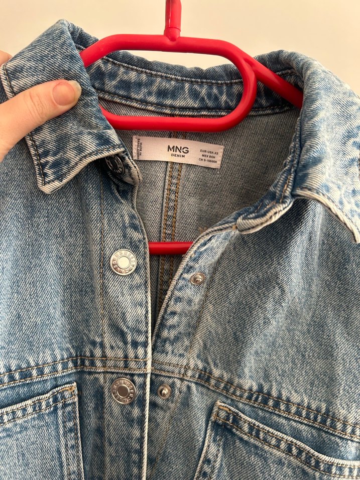 Kadın  Mango Mavi Denim Kısa Tulum - Görsel 3