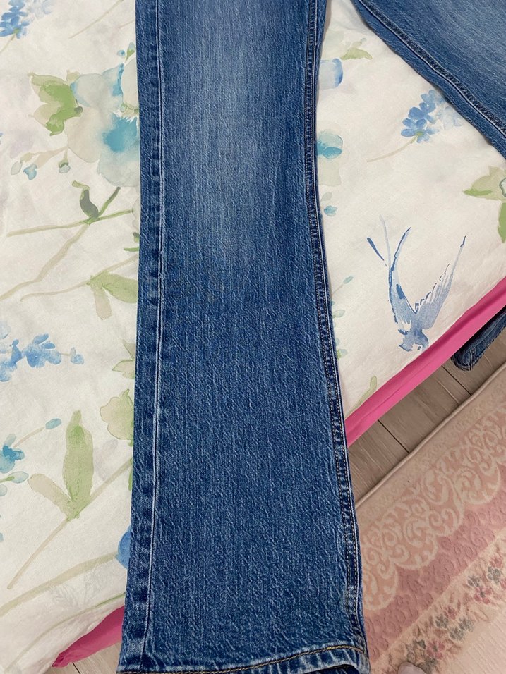 Düğmeli Mavi Denim Kadın Jean - Görsel 2