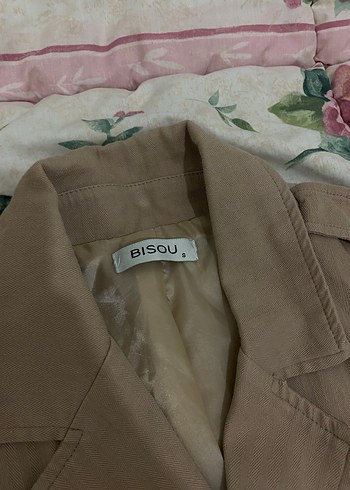 Bej Düğmeli Kolsuz Midi Keten Trençkot - Görsel 2