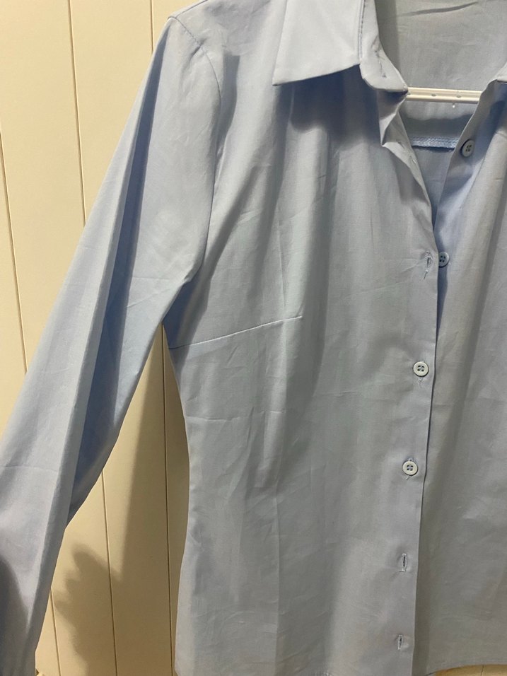 Mavi esnek Düğmeli Kadın Gömlek - Görsel 2