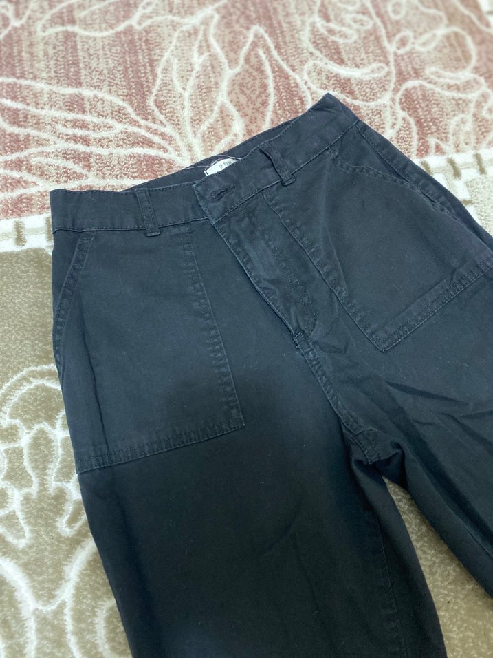 Siyah Pamuklu Salaş Kadın Pantolon - Görsel 2