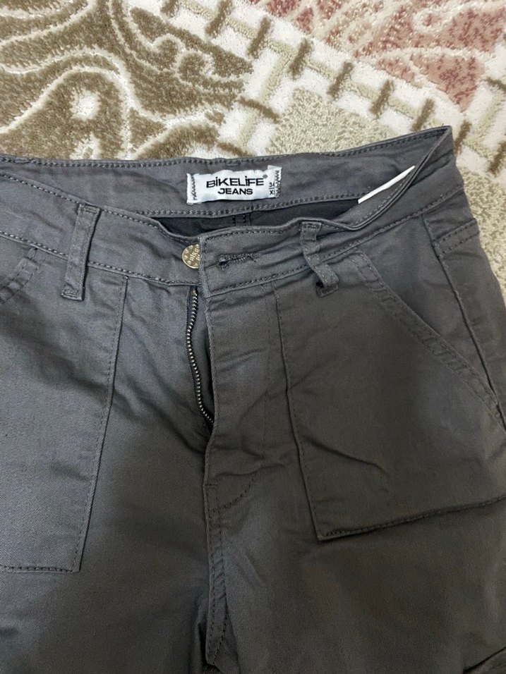 Gri Kamuflaj Desenli Kadın Bol Kesim Pantolon - Görsel 2