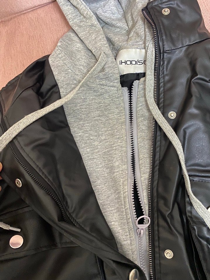 Siyah Düğmeli Deri Kadın Ceket - Görsel 2