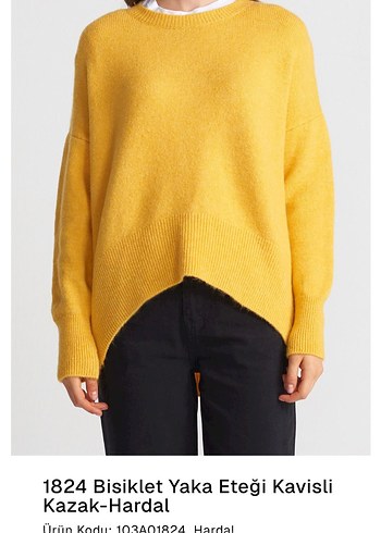 Dilvin Marka Sarı Hardal Uzun Kollu Örgü Kadın Kazak - Görsel 2