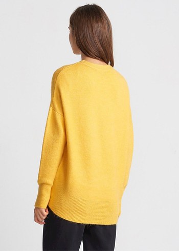 Dilvin Marka Sarı Hardal Uzun Kollu Örgü Kadın Kazak - Görsel 4