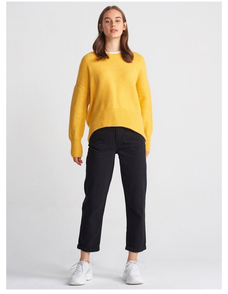 Dilvin Marka Sarı Hardal Uzun Kollu Örgü Kadın Kazak - Görsel 3