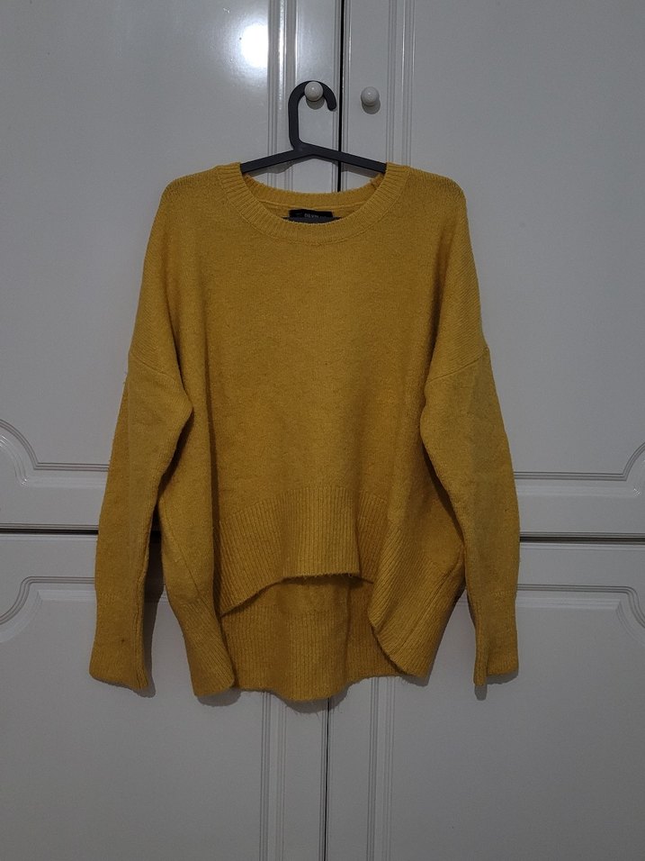 Dilvin Marka Sarı Hardal Uzun Kollu Örgü Kadın Kazak - Görsel 5