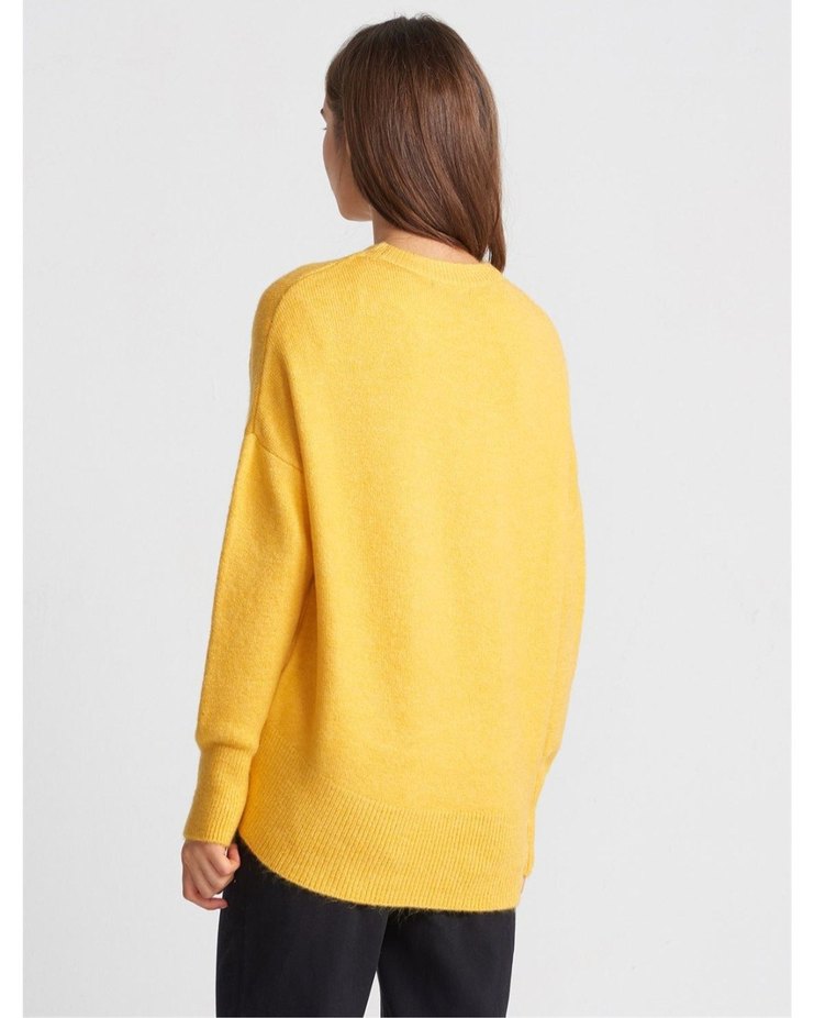 Dilvin Marka Sarı Hardal Uzun Kollu Örgü Kadın Kazak - Görsel 4