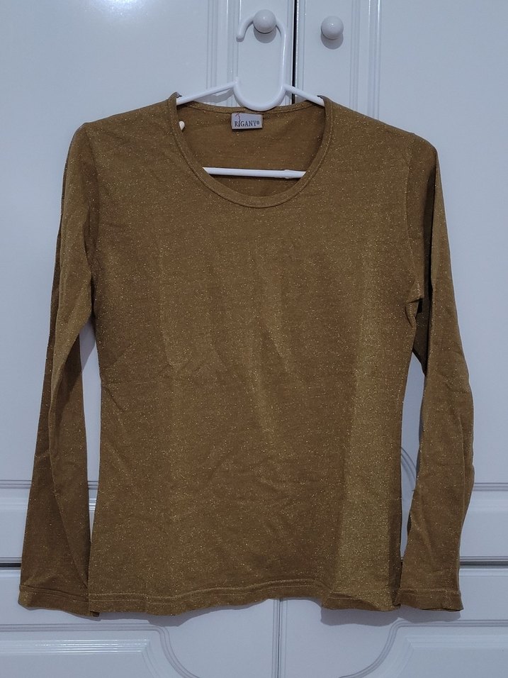 Gold Simli Uzun Kollu Kadın Bluz - Görsel 2