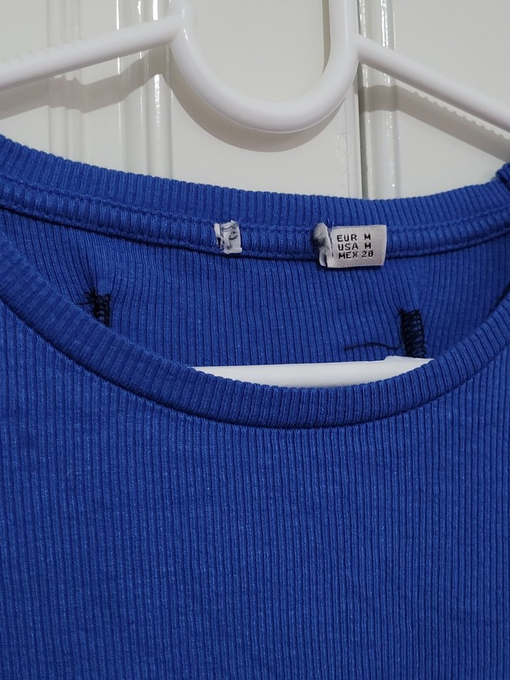 Mavi Kolları Volanlı Kadın Bluz - Görsel 5