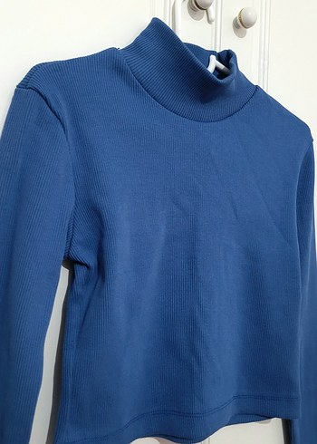 Mavi Kadın Balıkçı Yaka Uzun Kollu Bluz - Görsel 6