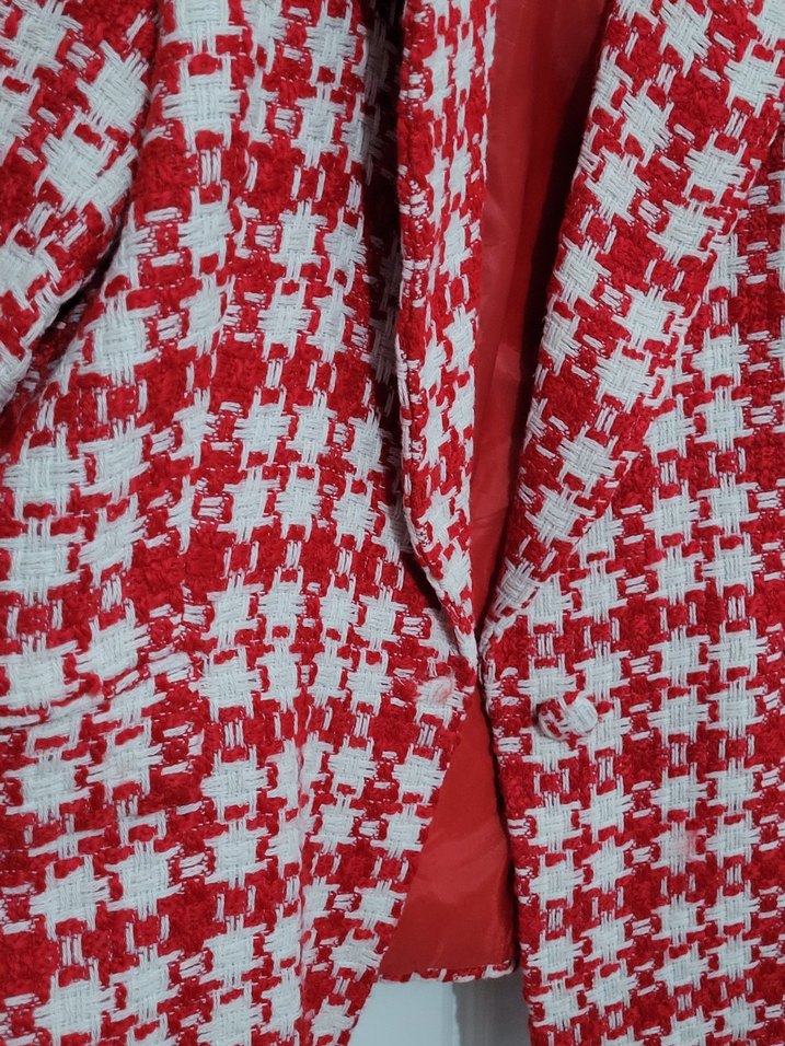 Kırmızı Ekoseli Kadın Blazer Ceket - Görsel 3