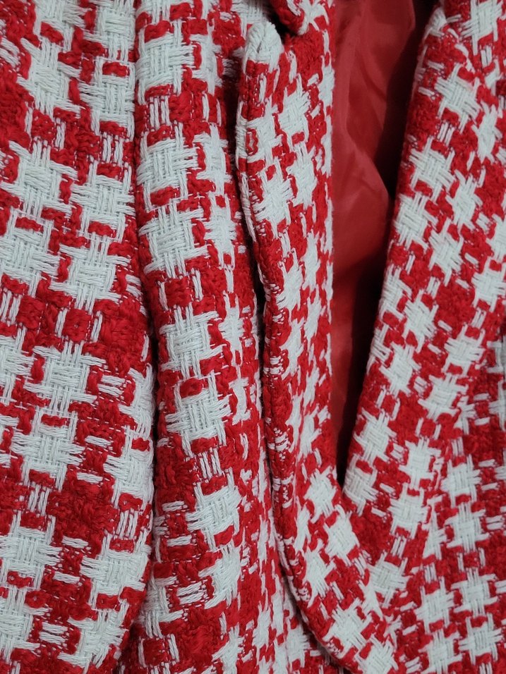 Kırmızı Ekoseli Kadın Blazer Ceket - Görsel 5