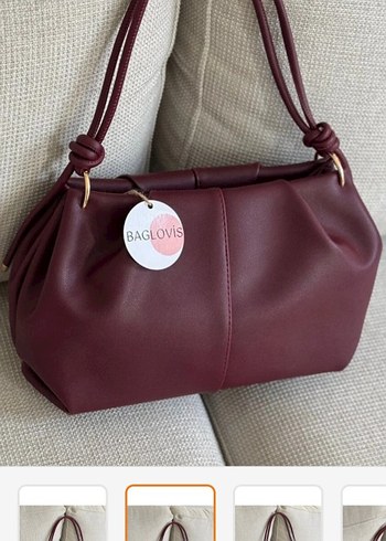 Kadın Düğüm Detaylı Bordo
Suni Deri Fermuarlı Omuz Çantası - Görsel 3