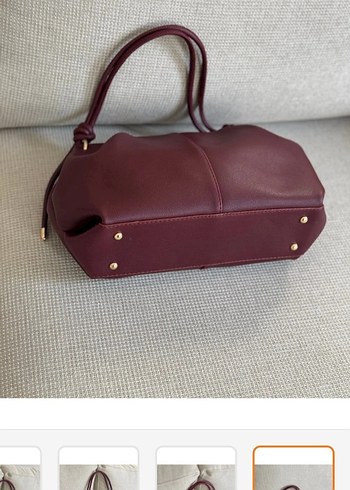 Kadın Düğüm Detaylı Bordo
Suni Deri Fermuarlı Omuz Çantası - Görsel 4