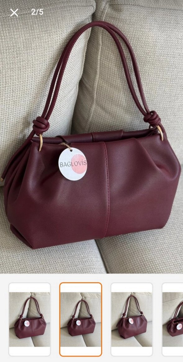 Kadın Düğüm Detaylı Bordo
Suni Deri Fermuarlı Omuz Çantası - Görsel 3