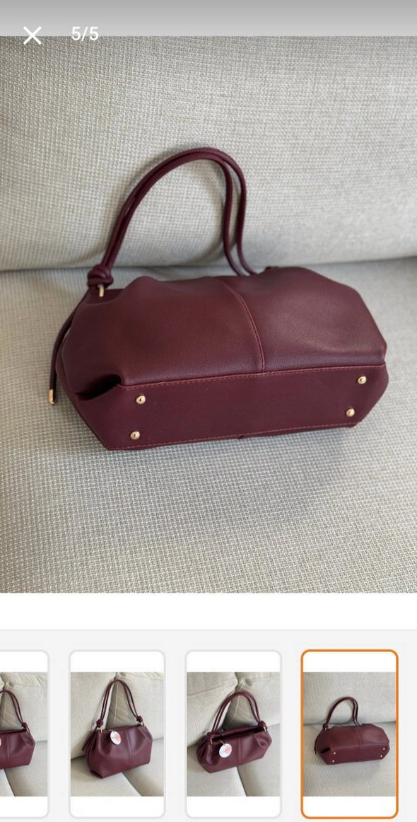 Kadın Düğüm Detaylı Bordo
Suni Deri Fermuarlı Omuz Çantası - Görsel 4