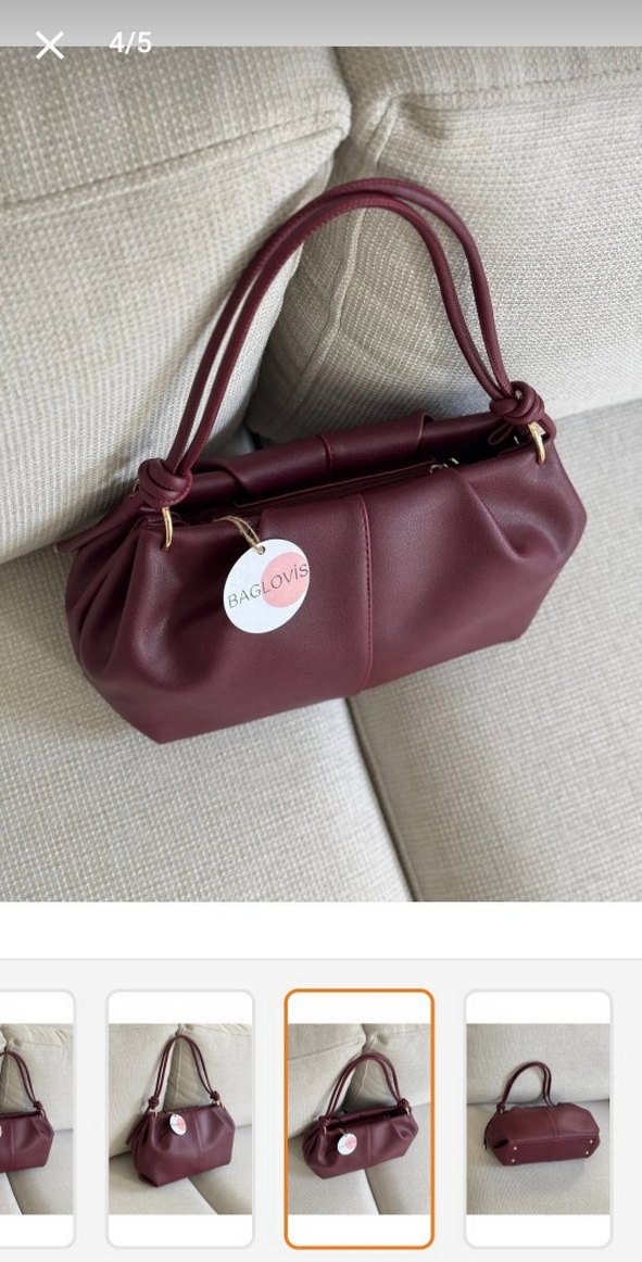 Kadın Düğüm Detaylı Bordo
Suni Deri Fermuarlı Omuz Çantası - Görsel 5