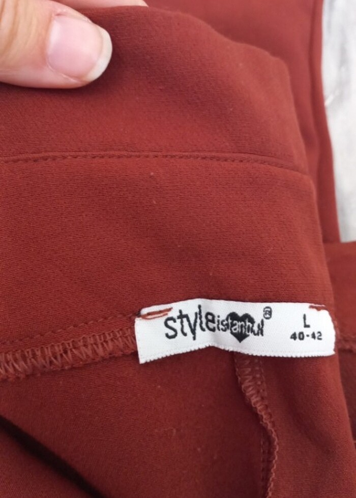 Kahverengi  kumaş pantolon - Görsel 3