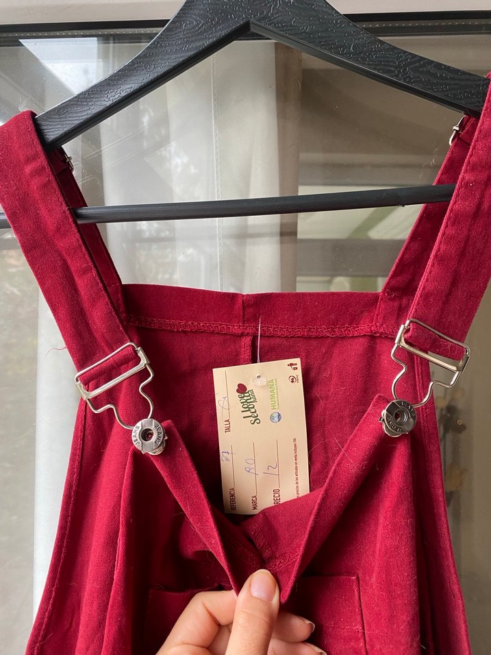 Kırmızı Keten Bol Kesim Kısa Tulum - Görsel 5