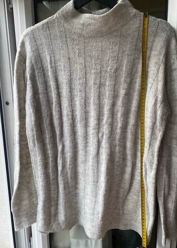 Gri akrilik Boğazlı Kazak - Görsel 6