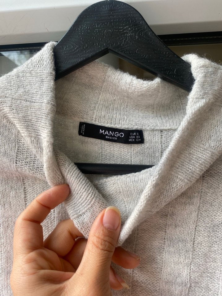 Gri akrilik Boğazlı Kazak - Görsel 4