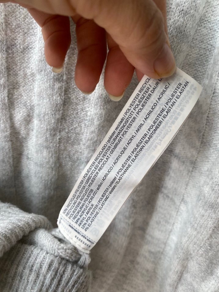 Gri akrilik Boğazlı Kazak - Görsel 5