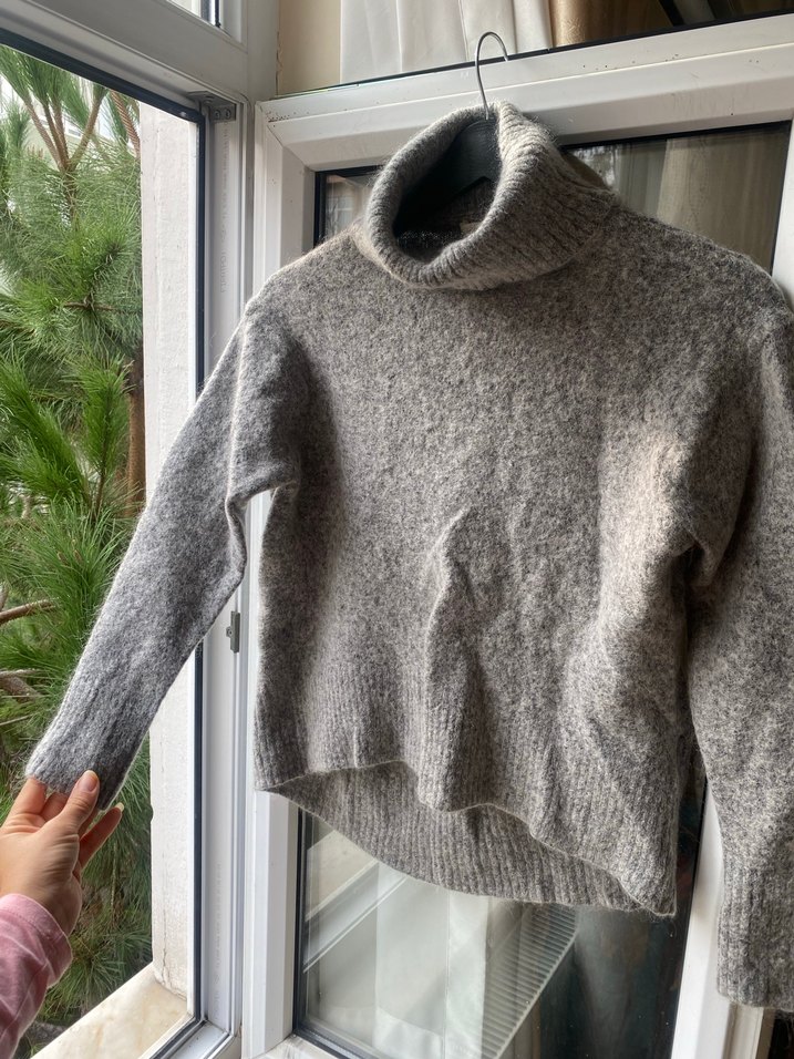 Gri moher yün Kazak - Görsel 3