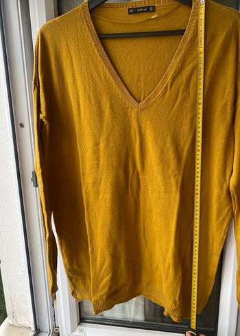 Hardal V Yaka Kadın Triko Kazak - Görsel 5